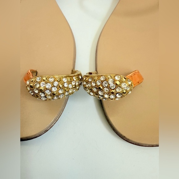 Giuseppe Zannoti Pumpkin Orange Patent Leather rhinestone toe ring sandals EU 39 - Picture 8 of 10